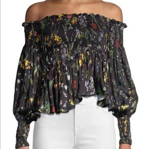 Alexis black floral rouched top